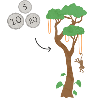 Coins and tree illustration